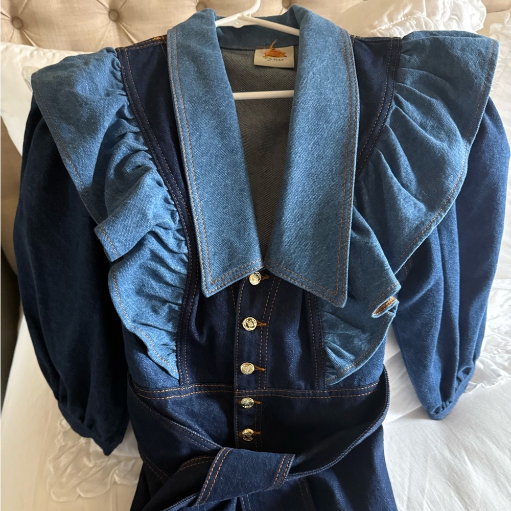 Farm Rio Patch Denim midi dress - Picture 2 of 7
